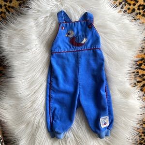 Vintage 70s Healthtex Duck/Wildlife USA Patch corduroy overalls 9 months